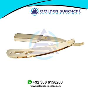 Straight Edge Barber Shaving <b>Razor</b> Folding Straight <b>Razor</b> Gold <b>Single</b> Edge Replaceable <b>Blades</b> Stainless Steel - Product Image 3