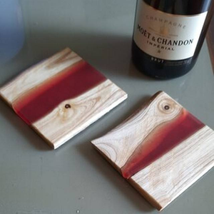 Sous-verre rond artisanal en résine époxy et bois de manguier de qualité supérieure, écologique, fabriqué en Inde par Saniya Handicraft - Product Image 6