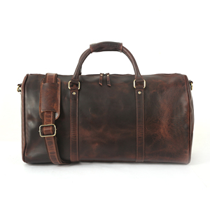 Sac polochon artisanal vintage en cuir véritable de luxe tendance fermeture à glissière qualité supérieure hommes femmes voyage gymnastique sport - Product Image 1