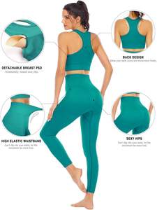 Ensemble de yoga et de fitness pour femmes, vêtements de sport personnalisés de qualité supérieure, vente en gros, leggings de yoga à taille élastique - Product Image 5