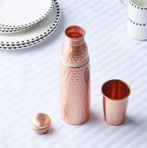 Best Selling Handmade Half Hammered <b>Copper</b> Water <b>Bottle</b> with <b>Copper</b> Glass for <b>Drinking</b> Purposes Available at Best Prices - Product Image 2
