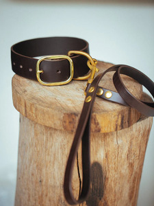 Conjunto de Collar y correa para perro, 38mm de ancho, marrón oscuro - Product Image 6