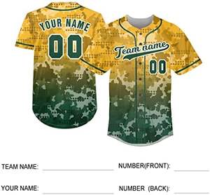 Camouflage Custom Baseball Jersey - Personalized Baseball Shirts with Custom Name & <b>Number</b> <b>for</b> Men, Women & Youth - Product Image 5