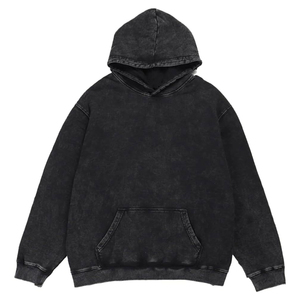 Sudadera con capucha desgastada de Color con logotipo personalizado, ropa de calle, parches de retales bordados personalizados lavados con ácido Vintage para hombre, Sudadera con capucha - Product Image 1