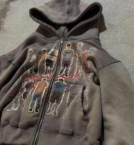 2025 Mode Streetwear sur mesure: sweats à capuche délavés à l'acide pour hommes disponibles à l'achat Sweat à capuche zippé essentiel pour hommes - Product Image 1