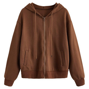 Men's Brown <b>Zip</b> <b>Up</b> Hoodie <b>Jacket</b> Fleece Sweatshirt Casual Hooded Top Streetwear Fashion Custom Wholesale OEM ODM Apparel Topwear - Product Image 1