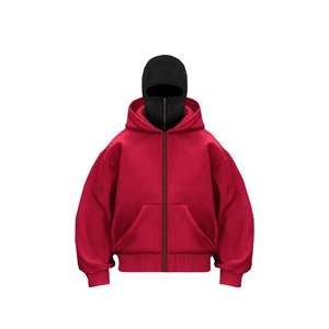 Sweat à capuche double couche Ninja personnalisé avec logo brodé 2026, grande taille, épais, entièrement zippé, pour hommes - Product Image 1