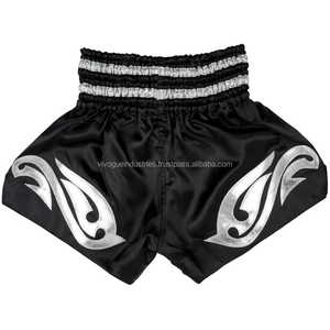 Short de boxe Muay Thai noir personnalisé pour hommes Short de Muay Thai en polyester et nylon 100% Short de sport de Muay Thai à séchage rapide et à sublimation - Product Image 3