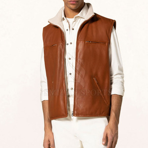 2024 hombres precio de fábrica hombres Chaleco de cuero nueva moda personalizar hombres Chaleco de cuero para venta en línea - Product Image 2