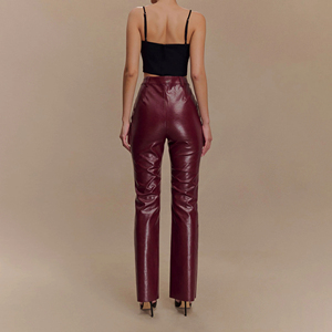 Pantalon en cuir pour femme, conception et logo personnalisés OEM, taille mi-haute, style streetwear pour l'hiver, devant plat, fabriqué au Pakistan 2026 - Product Image 6