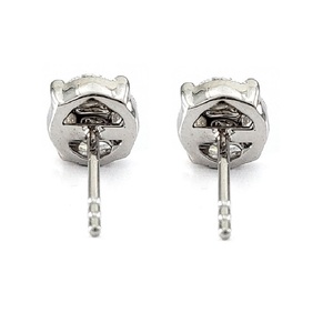 Boucles d'oreilles clous classiques vintage en or blanc 18 carats de haute qualité avec diamant véritable taille brillant 0,61 carat, directement de l'usine, pour mariage - Product Image 3