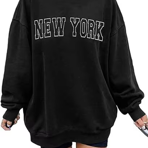 เสื้อสเวตเตอร์พิมพ์ลายตัวอักษรผ้าสแปนเด็กซ์/ผ้าฝ้ายสำหรับผู้หญิงเสื้อมีฮู้ดปรับแต่งได้ - Product Image 1