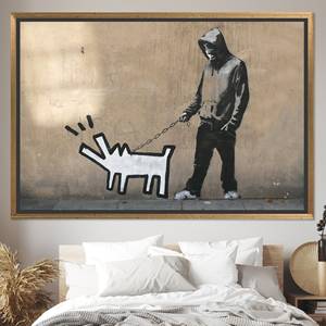 Impresión en Lienzo: Arte de Pared con Graffiti de Perro Ladronzo de Banksy, Lienzo con Marco Dorado - Product Image 1