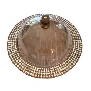 Elegante cúpula redonda de madera para servir con tapa de vidrio Cubierta de comida de mesa 100 piezas Plato de arroz para el hogar Cocina y restaurante - Product Image 2