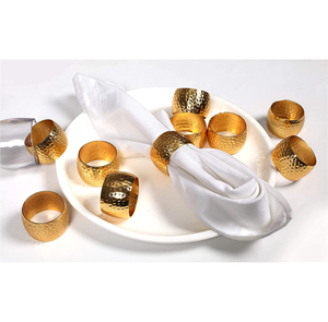 Servilletero con borde punteado de latón hecho a mano, servilletero de oro metálico brillante y brillante para bodas, cenas y fiestas - Product Image 4