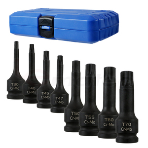 Impact Star Bit <b>Socket</b> 1/2 In Cr-Mo Hex Auto Repair Set 8 Pcs Black Phosphating Finish Industrial Grade DIY Tool Kit - Product Image 1