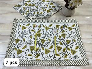 Jaipur napperons 100% coton fabriqués à la main traditionnel bloc imprimé Table à manger napperons ethnique indien coton à manger tapis - Product Image 5