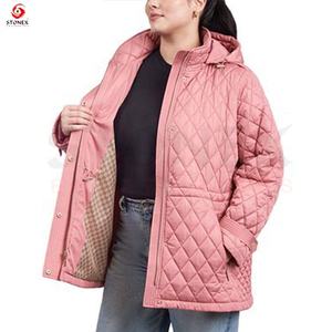 Vêtements d'hiver Veste à capuche zippée pour femmes Veste chaude personnalisée Veste d'hiver respirante pour femmes de grande taille. - Product Image 5