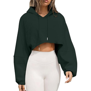 Sweat à capuche court pour femmes 2025 Logo personnalisé | Pull Streetwear à la mode pour les marques de fitness, de gym, de sport et les commandes de mode en gros - Product Image 1