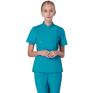 ชุดเครื่องแบบโรงพยาบาลแขนสั้นมีปกเสื้อยูนิฟอร์มกระดุมสำหรับทำงาน - Product Image 5