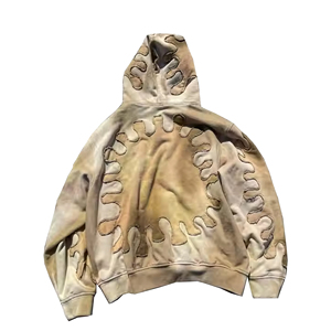 Sweat à capuche homme coupe courte, épais, 100% coton molletonné, essentiel, coupe oversize, avec logo personnalisé, haute qualité, délavé à l'acide - Product Image 3