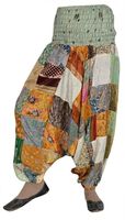Sari en soie Patchwork Ali baba plage grande taille sarouel Yoga pantalon Afghani pantalon Capri peintures amples danse du ventre sarouel femmes