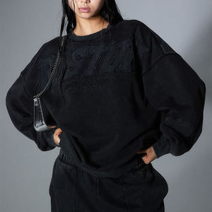 Nueva moda 100% algodón streetwear Sudadera de cuello redondo bordada de gran tamaño mujeres precio barato - Product Image 2