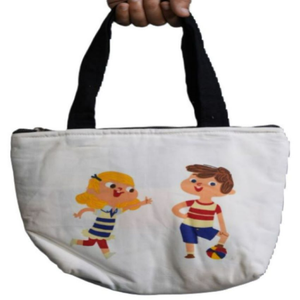 Bolsa de Playa Infantil Personalizada con Estampado de Dibujos Animados, Ecológica, con Cierre de Cremallera, Correa Ajustable de Algodón - Product Image 1