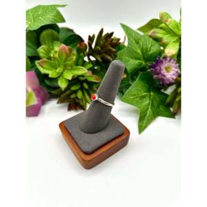 Navajo-Made Natural Coral & Sterling <b>Silver</b> <b>Statement</b> <b>Ring</b> Geometric Gemstone <b>Ring</b> for Everyday Wear Vermeil Rhodium Plating - Product Image 3