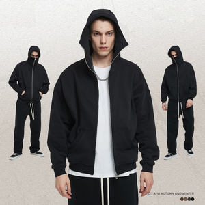 Sweat à capuche personnalisé de haute qualité, poids lourd, surdimensionné, vintage, délavé à l'acide, sweat à capuche avec fermeture éclair complète, sweats à capuche brodés vierges pour hommes - Product Image 2