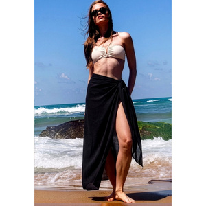 Pareo de viscosa natural negro transpirable con diseño retorcido, chal multiusos, vestido sarong de verano, falda de playa, pareo Rek Rek para hombre y mujer - Product Image 1