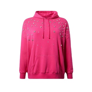 Rhinestone Work Custom Women Pullover <b>Long</b> <b>Sweatshirt</b> Cotton Fleece Women Sweater Pullover Oversize Hoodies Shirt For Women - Product Image 1