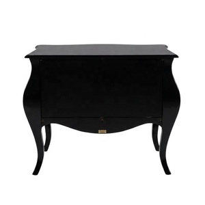 Commode à deux tiroirs en bois massif de style français, imprimé zèbre noir et blanc, pour ensemble de meubles de chambre antique et hôtel - Product Image 6