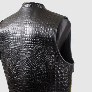 New Men's Customized Fashion Custom Made Cow Hide Leather <b>Vest</b> Men <b>Slim</b> Fit Made in Pakistan Leather <b>Vest</b> in Stock - Product Image 4