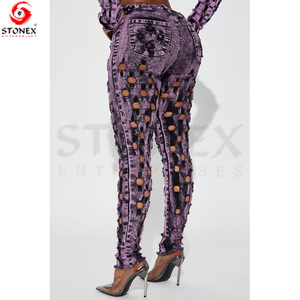 ชุดเสื้อผ้าสองชิ้นสำหรับผู้หญิงชุดเสื้อแจ็คเก็ตและกางเกงยีนส์ผ้าฝ้ายเดนิมสไตล์สตรีท - Product Image 4