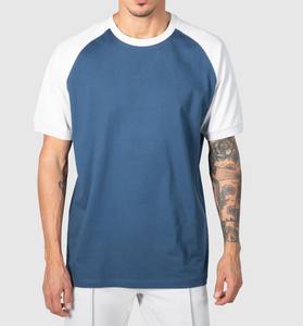 Fabricantes 300g puro 100% algodón de alta calidad color en blanco mangas raglán camiseta peso pesado camiseta para hombres ajuste suelto - Product Image 1