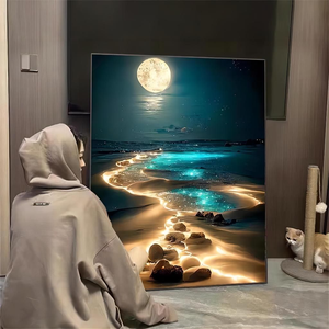 2026 Modern Luxury Canvas Peacock <b>Wall</b> Frame Electronic Led <b>Clock</b> Durable Quality Still Life Abstract Art Home Decor Living Room - Product Image 3