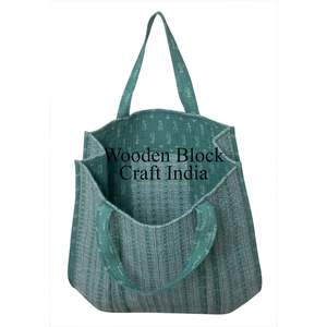 Indian Handmade <b>Vintage</b> Fashion Cotton Quilted Floral Printed Block <b>Tote</b> <b>Bag</b> with Two Open Straps for Women Travel & Shopping - Product Image 4