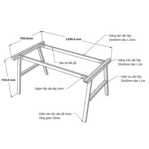 AConcept Industrial Design Style 1400x800mm Steel Table Legs Assembly Required-HCAC007 - Product Image 2