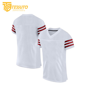 Vêtements de sport imprimés partout Chemises de football classiques vintage Maillot de football personnalisé T-shirt de football à col en V pour hommes - Product Image 5