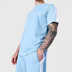 Conjunto de Verano para Hombre 2026, Camiseta y Pantalones Cortos de Alta Calidad, Color Azul Cielo, para Playa - Product Image 5