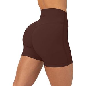 Pantalones cortos de Yoga para mujer, de calidad superior, sin costuras, sólidos, marrones, de cintura alta, personalizados, para gimnasio, Fitness, entrenamiento, fruncido en el trasero, transpirable, rápido - Product Image 3