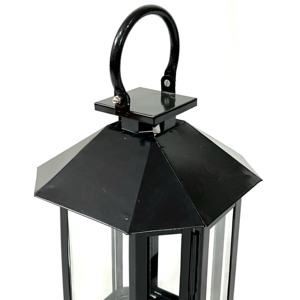 Lanterne de plancher en métal noir personnalisée de style européen avec bougeoir en verre et en fer Popar pour la maison et la décoration de Noël - Product Image 2