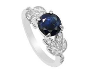 8 MM Potongan Bulat Safir Biru Alami Dalam 925 Sterling Silver Solitaire Cincin Tunangan Wanita Pemasok Perhiasan dari India