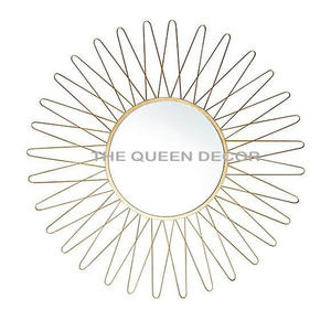 Factory Customization Vintage Aluminum Metal Unique <b>Round</b> Shape <b>Gold</b> Finish Decorative Wall <b>Mirror</b> Fancy Stylish - Product Image 2