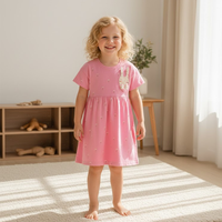 Robe de fête d'anniversaire pour filles, logo de marque personnalisé, printemps, ODM, 2-12 ans, coton écologique, design princesse, longueur genou