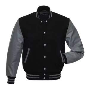 Chaqueta Bomber Varsity Personalizada de Lona con Manga de Cuero de Pez, Forro Polar, Corte Ajustado, para Hombre y Mujer, Colección 2026 - Product Image 2