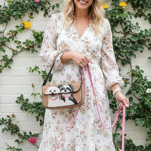 Sac à main en cuir de vachette métallisé Rodeo International avec fourrure, perles, style vintage bohème, fait main, avec sangle - Product Image 1