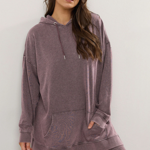 Sweat à capuche en polaire imprimé à manches longues pour femmes, avec badge sur le devant, logo personnalisé, design d'hiver, sweats à capuche délavés à l'acide, meilleurs - Product Image 2