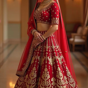 2025 @ superbe embelli sur la mariée Lehenga Choli & Dupatta avec perles lourdes Dabka pierre main Zardozi broderie travail - Product Image 1